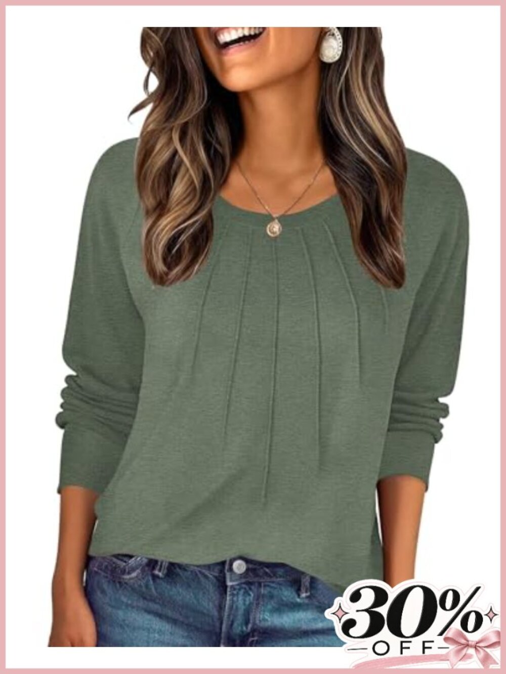 Zeagoo Womens Long Sleeve Pleated Tunic Blouse Cotton Blend Loose Fit